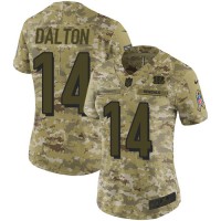 Nike Cincinnati Bengals #14 Andy Dalton Camo Women's Stitched NFL Limited 2018 Salute to Service Jersey