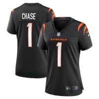 Cincinnati Cincinnati Bengals #1 Ja'Marr Chase Black Nike Women's Game Jersey