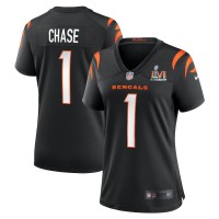 Cincinnati Cincinnati Bengals #1 Ja'Marr Chase White Super Bowl LVI Patch Nike Women's Game Jersey