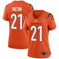 Cincinnati Cincinnati Bengals #21 Mike Hilton Orange Super Bowl LVI Patch Nike Women's Game Jersey