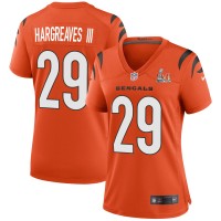 Cincinnati Cincinnati Bengals #29 Vernon Hargreaves III Orange Super Bowl LVI Patch Nike Women's Game Jersey