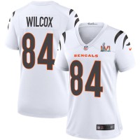 Cincinnati Cincinnati Bengals #84 Mitchell Wilcox White Super Bowl LVI Patch Nike Women's Game Jersey