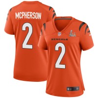 Cincinnati Cincinnati Bengals #2 Evan McPherson Orange Super Bowl LVI Patch Nike Women's Game Jersey