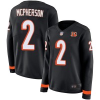 Nike Cincinnati Bengals #2 Evan McPherson Black Team Color Women's Stitched NFL Limited Therma Long Sleeve Jersey