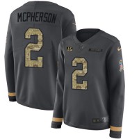 Nike Cincinnati Bengals #2 Evan McPherson Anthracite Salute to Service Women's Stitched NFL Limited Therma Long Sleeve Jersey