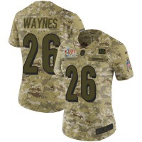 Nike Cincinnati Bengals #26 Trae Waynes Camo Super Bowl LVI Patch Women's Stitched NFL Limited 2018 Salute To Service Jersey