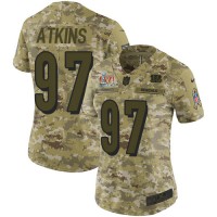 Nike Cincinnati Bengals #97 Geno Atkins Camo Super Bowl LVI Patch Women's Stitched NFL Limited 2018 Salute To Service Jersey