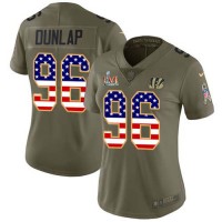 Nike Cincinnati Bengals #96 Carlos Dunlap Olive/USA Super Bowl LVI Patch Flag Women's Stitched NFL Limited 2017 Salute To Service Jersey