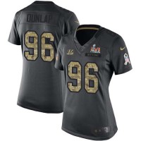 Nike Cincinnati Bengals #96 Carlos Dunlap Black Super Bowl LVI Patch Women's Stitched NFL Limited 2016 Salute to Service Jersey