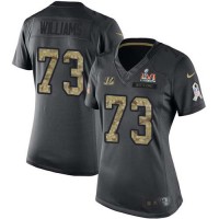 Nike Cincinnati Bengals #73 Jonah Williams Black Super Bowl LVI Patch Women's Stitched NFL Limited 2016 Salute to Service Jersey