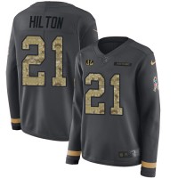 Nike Cincinnati Bengals #21 Mike Hilton Anthracite Salute to Service Women's Stitched NFL Limited Therma Long Sleeve Jersey