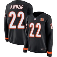 Nike Cincinnati Bengals #22 Chidobe Awuzie Black Team Color Women's Stitched NFL Limited Therma Long Sleeve Jersey