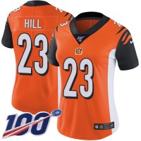 Nike Cincinnati Bengals #23 Daxton Hill Orange Alternate Women's Stitched NFL 100th Season Vapor Untouchable Limited Jersey