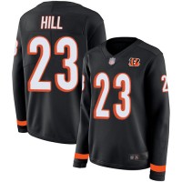 Nike Cincinnati Bengals #23 Daxton Hill Black Team Color Women's Stitched NFL Limited Therma Long Sleeve Jersey