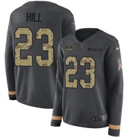 Nike Cincinnati Bengals #23 Daxton Hill Anthracite Salute to Service Women's Stitched NFL Limited Therma Long Sleeve Jersey