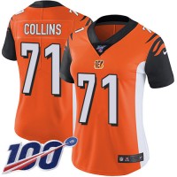 Nike Cincinnati Bengals #71 La'el Collins Orange Alternate Women's Stitched NFL 100th Season Vapor Untouchable Limited Jersey
