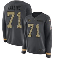 Nike Cincinnati Bengals #71 La'el Collins Anthracite Salute to Service Women's Stitched NFL Limited Therma Long Sleeve Jersey