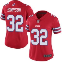 Nike Buffalo Bills #32 O. J. Simpson Red Women's Stitched NFL Limited Rush Jersey