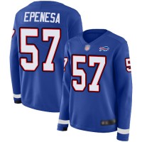 Nike Buffalo Bills #57 A.J. Epenesas Royal Blue Team Color Women's Stitched NFL Limited Therma Long Sleeve Jersey