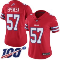 Nike Buffalo Bills #57 A.J. Epenesas Red Women's Stitched NFL Limited Rush 100th Season Jersey