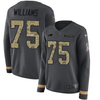 Nike Buffalo Bills #75 Daryl Williams Anthracite Salute to Service Women's Stitched NFL Limited Therma Long Sleeve Jersey