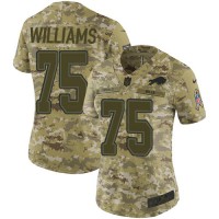 Nike Buffalo Bills #75 Daryl Williams Camo Women's Stitched NFL Limited 2018 Salute To Service Jersey