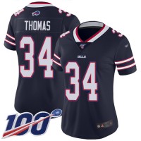 Nike Buffalo Bills #34 Thurman Thomas Navy Women's Stitched NFL Limited Inverted Legend 100th Season Jersey