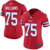 Nike Buffalo Bills #75 Daryl Williams Red Women's Stitched NFL Limited Rush Jersey
