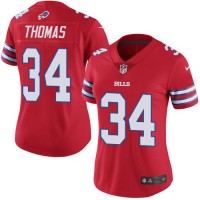 Nike Buffalo Bills #34 Thurman Thomas Red Women's Stitched NFL Limited Rush Jersey