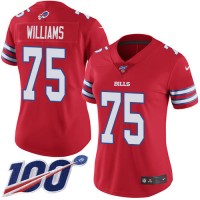 Nike Buffalo Bills #75 Daryl Williams Red Women's Stitched NFL Limited Rush 100th Season Jersey