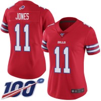 Nike Buffalo Bills #11 Zay Jones Red Women's Stitched NFL Limited Rush 100th Season Jersey