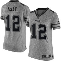 Nike Buffalo Bills #12 Jim Kelly Gray Women's Stitched NFL Limited Gridiron Gray Jersey