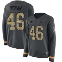Nike Buffalo Bills #46 Ja'Marcus Ingram Anthracite Salute to Service Women's Stitched NFL Limited Therma Long Sleeve Jersey