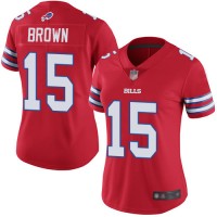 Nike Buffalo Bills #15 John Brown Red Women's Stitched NFL Limited Rush Jersey
