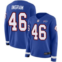 Nike Buffalo Bills #46 Ja'Marcus Ingram Royal Blue Team Color Women's Stitched NFL Limited Therma Long Sleeve Jersey