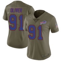 Nike Buffalo Bills #91 Ed Oliver Olive Women's Stitched NFL Limited 2017 Salute to Service Jersey