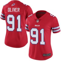 Nike Buffalo Bills #91 Ed Oliver Red Women's Stitched NFL Limited Rush Jersey