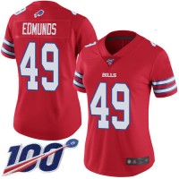 Nike Buffalo Bills #49 Tremaine Edmunds Red Women's Stitched NFL Limited Rush 100th Season Jersey