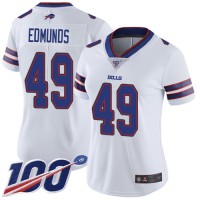 Nike Buffalo Bills #49 Tremaine Edmunds White Women's Stitched NFL 100th Season Vapor Limited Jersey