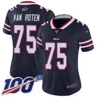 Nike Buffalo Bills #75 Greg Van Roten Navy Women's Stitched NFL Limited Inverted Legend 100th Season Jersey