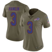 Nike Buffalo Bills #3 Damar Hamlin Olive Women's Stitched NFL Limited 2017 Salute To Service Jersey