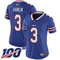 Nike Buffalo Bills #3 Damar Hamlin Royal Blue Team Color Women's Stitched NFL 100th Season Vapor Untouchable Limited Jersey