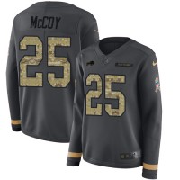 Nike Buffalo Bills #25 LeSean McCoy Anthracite Salute to Service Women's Stitched NFL Limited Therma Long Sleeve Jersey