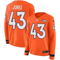 Nike Denver Broncos #43 Joe Jones Orange Team Color Women's Stitched NFL Limited Therma Long Sleeve Jersey