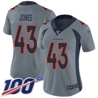 Nike Denver Broncos #43 Joe Jones Gray Women's Stitched NFL Limited Inverted Legend 100th Season Jersey