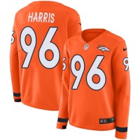 Nike Denver Broncos #96 Shelby Harris Orange Team Color Women's Stitched NFL Limited Therma Long Sleeve Jersey