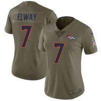 Nike Denver Broncos #7 John Elway Olive Women's Stitched NFL Limited 2017 Salute to Service Jersey