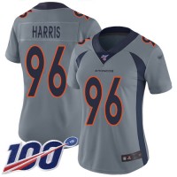 Nike Denver Broncos #96 Shelby Harris Gray Women's Stitched NFL Limited Inverted Legend 100th Season Jersey