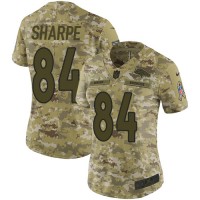 Nike Denver Broncos #84 Shannon Sharpe Camo Women's Stitched NFL Limited 2018 Salute to Service Jersey