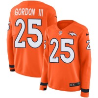 Nike Denver Broncos #25 Melvin Gordon III Orange Team Color Women's Stitched NFL Limited Therma Long Sleeve Jersey